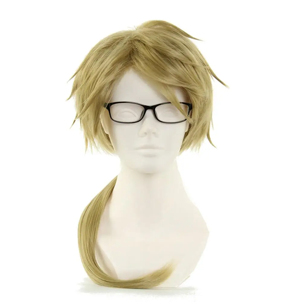 Bungo Stray Dogs Doppo Kunikida Wig Light Brown Short Straight Heat Resistant Synthetic Hair Cosplay Wigs +Wig Cap (no glassess)