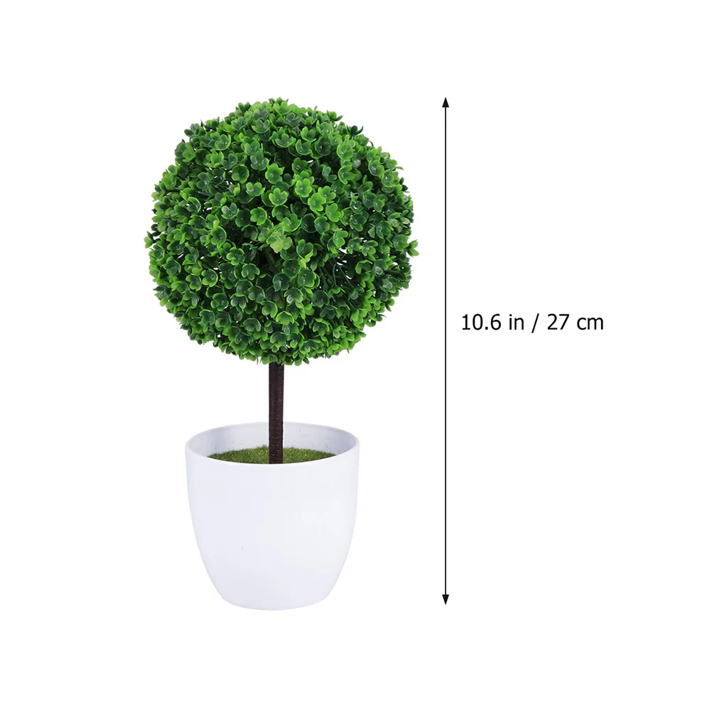 Árbol de boj topiario de bolas artificiales en maceta, decoración de bonsái, maceta de vegetación decorativa, árboles de imitación verdes de plástico para exteriores