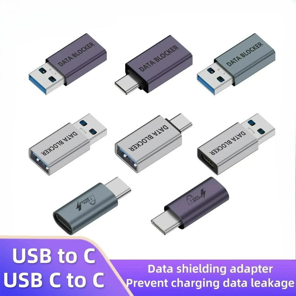 USB A/C To Type-C Data Shielding Adapter Charging No Transmission Shielding Data Anti-Theft Converter for Laptop Phablet Phone