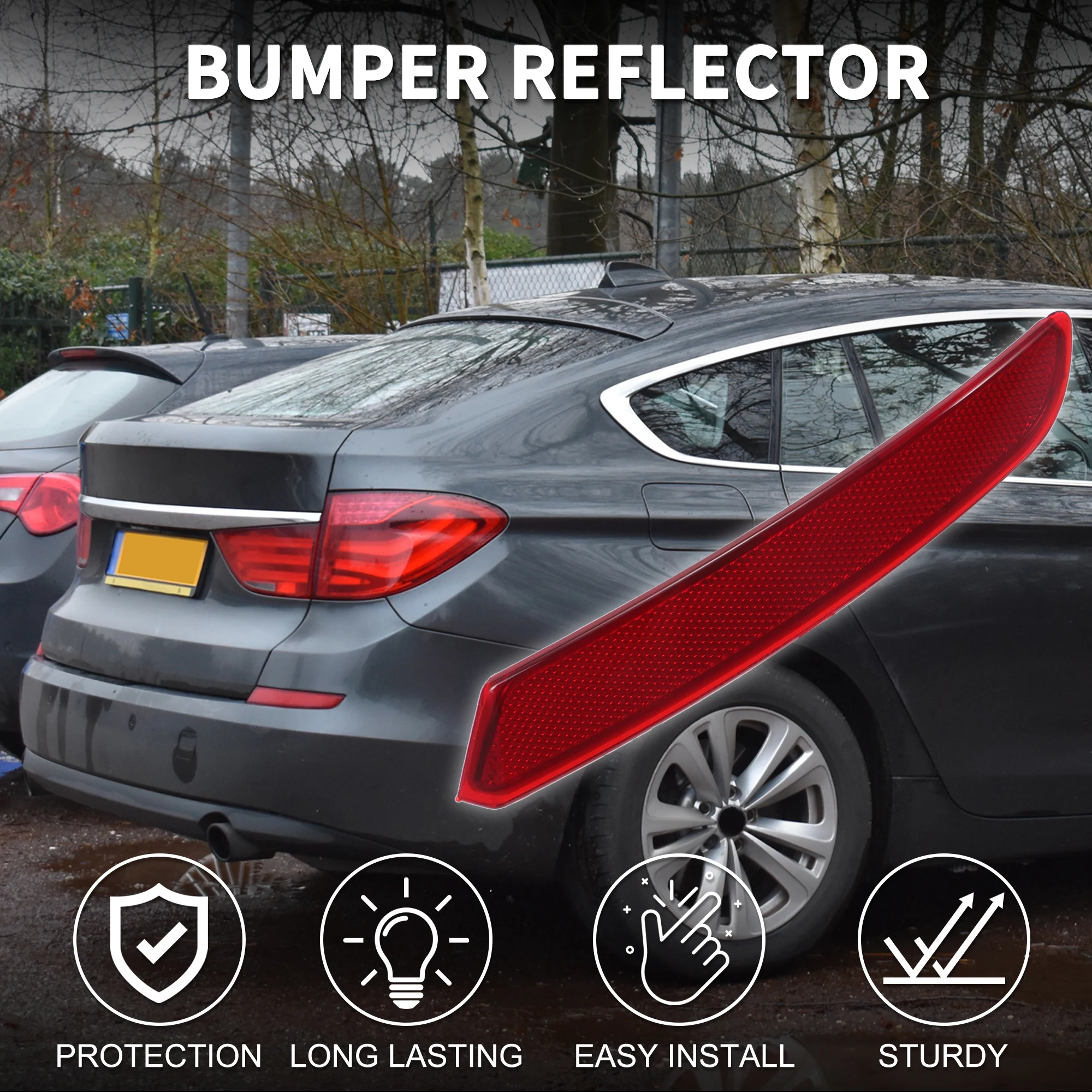 UXCELL Rear Left Bumper Reflector No.63147848583 for BMW M3 Base 3.0L L6 2015-2018 Red