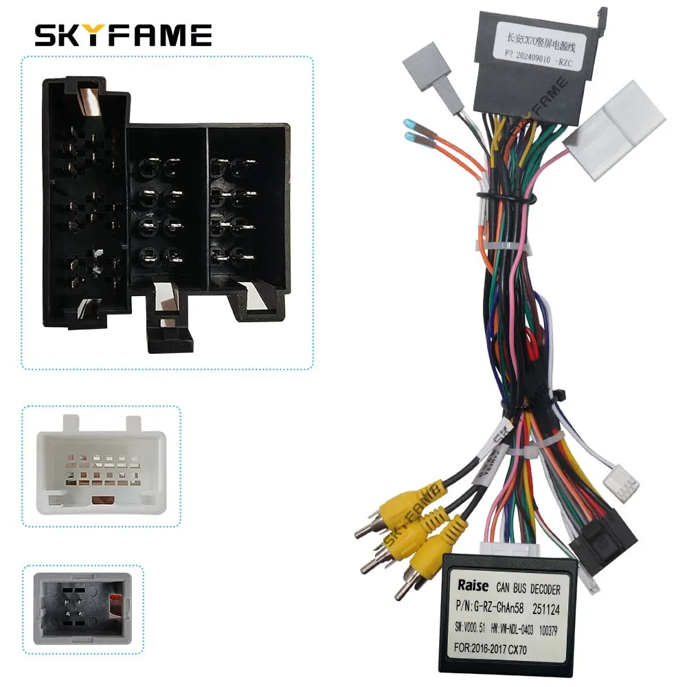 Raise Car 16pin Wiring Harness Adapter Canbus Box Decoder Android Radio Power Cable For Changan Chana Auchan CX70 G-RZ-ChAn58