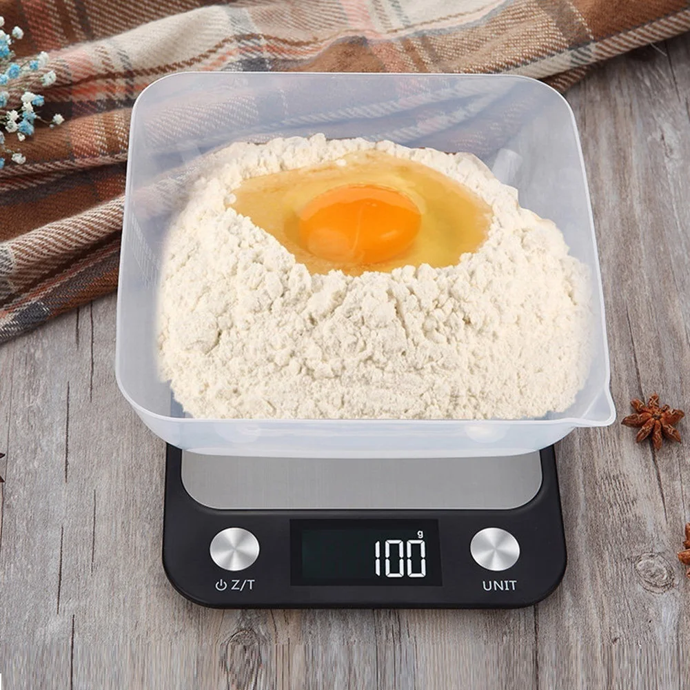 5kg/1g Kitchen Digital Scale Stainless Steel with g lb oz ml Units Backlit Display for Cooking Baking and Coffee Tasks