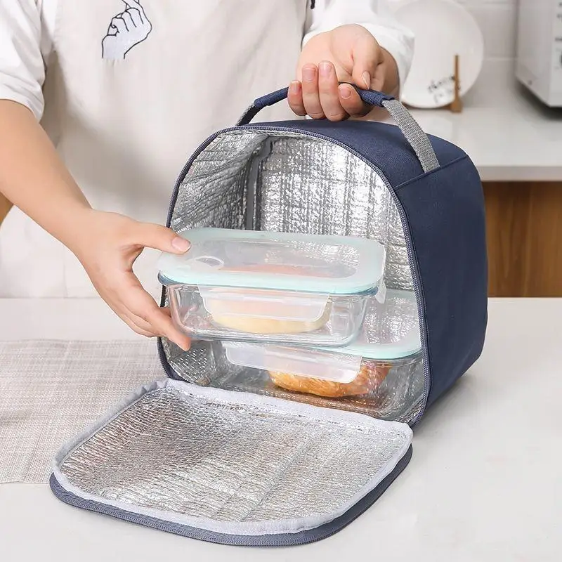 厚みのあるアルミホイルランチボックスバッグポータブル手持ち弁当箱断熱バッグ保冷バッグ小学生用