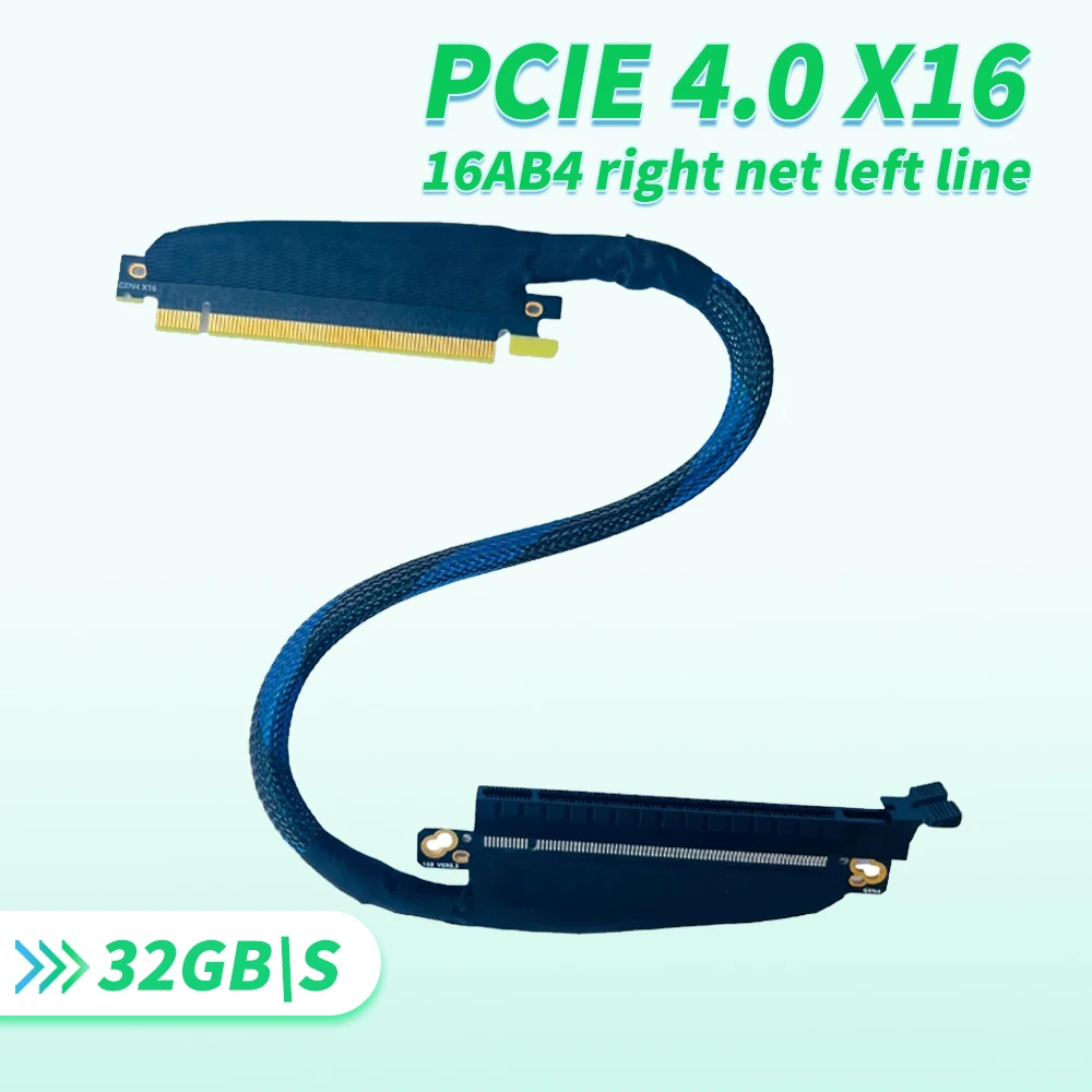 16AB4 PCI Express 4.0 X16 Graphics Card Extension Cable GPU AI Adapter Cable Server High-speed 90° Right Left Angled