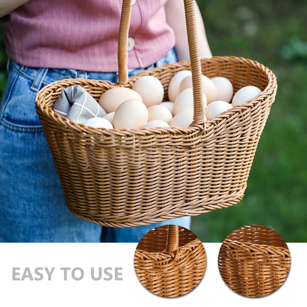 Mir de Shopping en Rotin, mir Cadeau, Support Alimentaire, Rangement Multifonction, JxConteneur