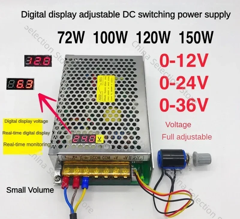 

Регулируемый регулятор постоянного тока с цифровым дисплеем, 72 Вт, 100 Вт, 120 Вт, 150 Вт, импульсный источник питания 0-12 В, 0-24 В, 0-36 в