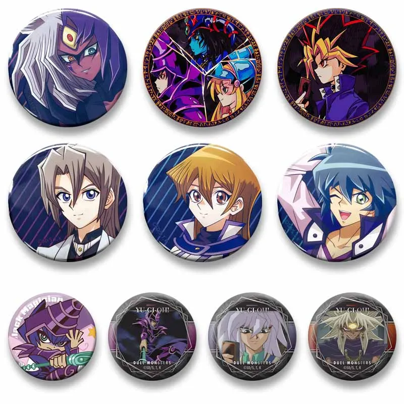 Anime Game Yu-Gi-Oh Round Brooch Blue-Eyes Dragon Enamel Pins Cartoon Figure Peripheral Badge Backpack Jewelry Accessories Gifts