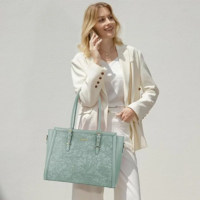 กระเป๋าถือหนัง PU สำหรับ MacBook Air Pro 15 15.6 16 17 17.3 นิ้ว M1 M2 M4 M2 Dell Mac Lenovo โน้ตบุ๊ก กระเป๋าสะพายไหล่สำหรับผู้หญิง