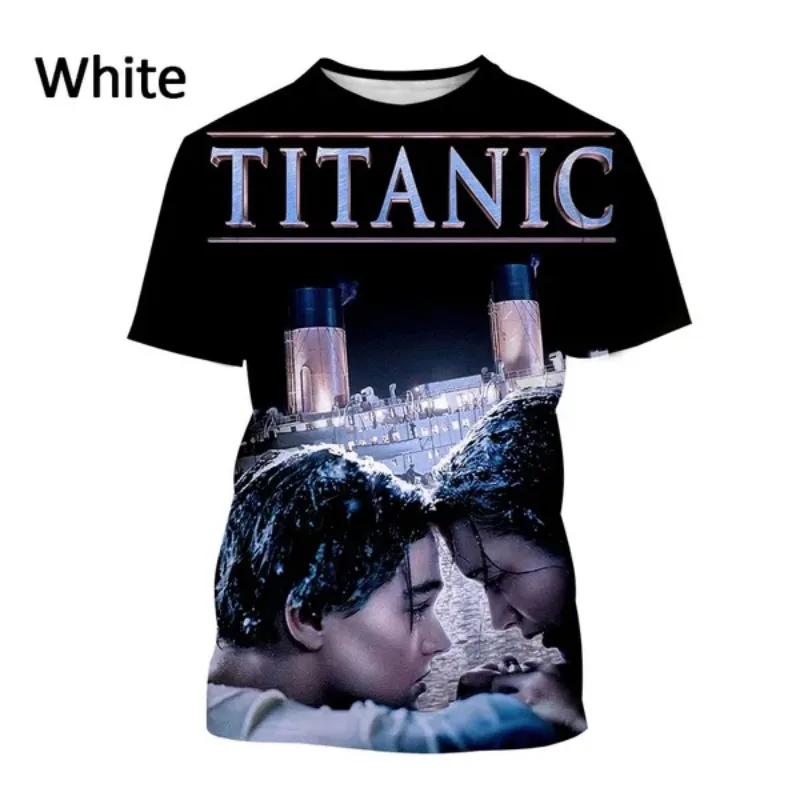 Men\'s Titanic Movie Poster Fashion Print Short Sleeve T Shirt Classic Disaster and Romance Film Harajuku Streetwear Top