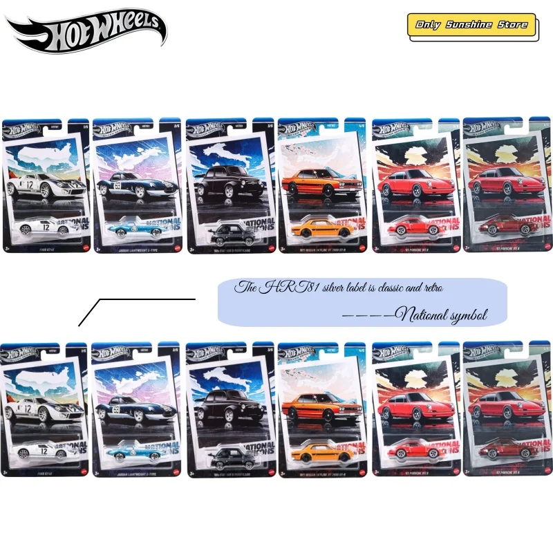 

Новый набор National Icons Hot Wheels, винтажные ассортименты Porsche Nissan Fiat Ford Jaguar, масштаб 1:64, литая модель автомобиля, автомобили
