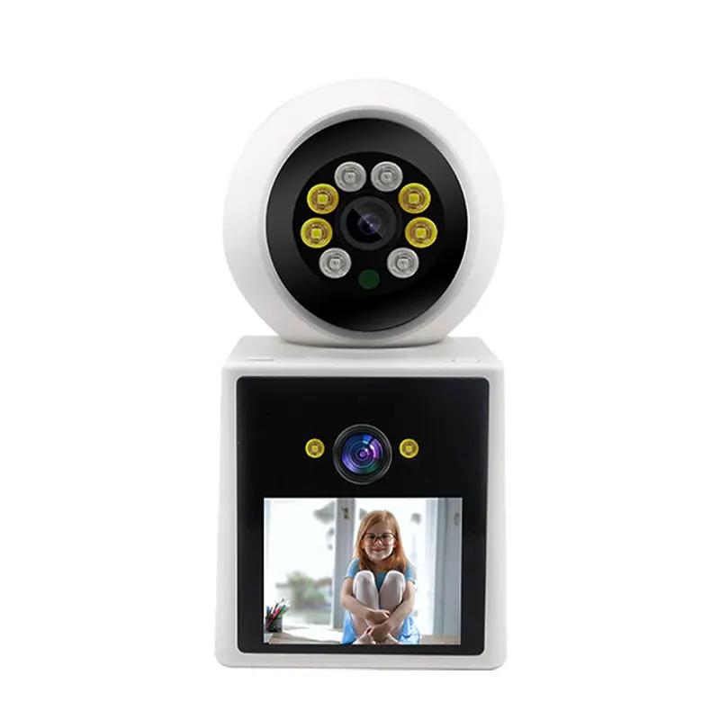 2.8Inch IPS Screen  O-Kam APP 6MP 1296P Dual Lens  Video Phone One Key Call Wireless PTZ IP Dome Camera Security Baby Monitor