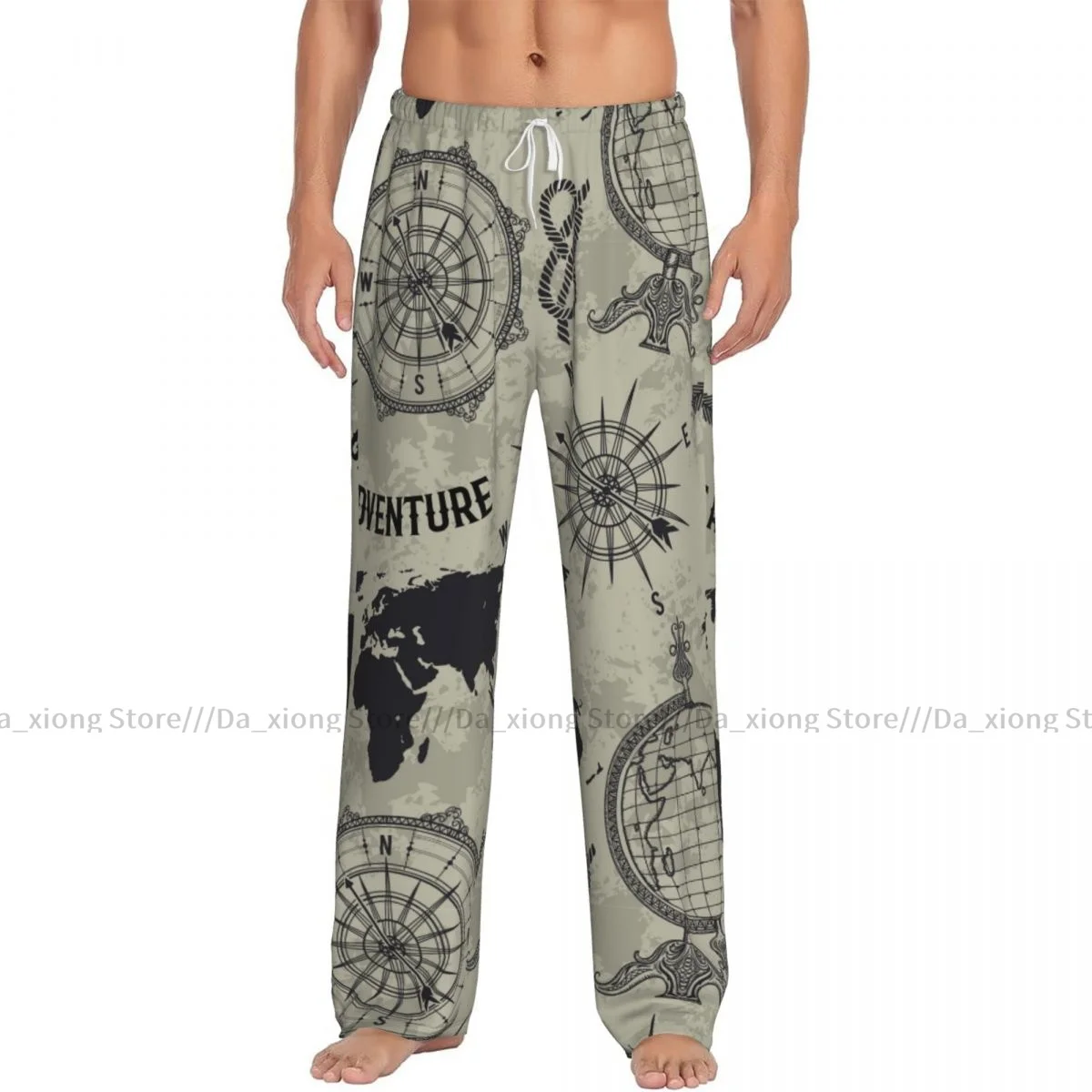 Great Adventure Vintage Map Mens Pajamas Pyjamas Pants Lounge Pants Sleep Bottoms