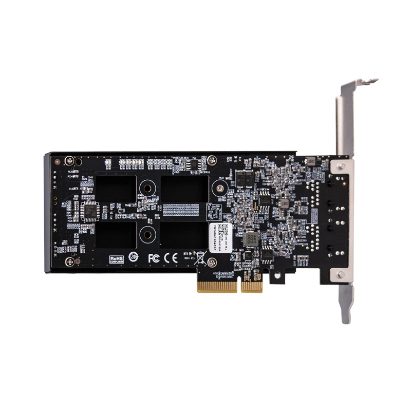 XikeStor PCIE 3.0*4 Dual 10G RJ45 and Dual M.2 SSD Hybrid Network Card with Marvell AQC113C Chip Support 2* M.2 Nvme SSD