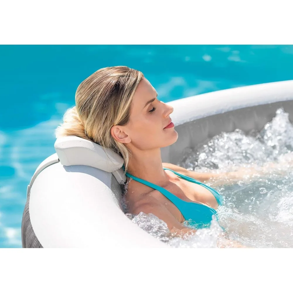 Inflatable Hot Tub Spa,with Multi-Color LED Light, Foam Headrests & 140 Soothing Bubble Jets,Portable Hot Tub Spa