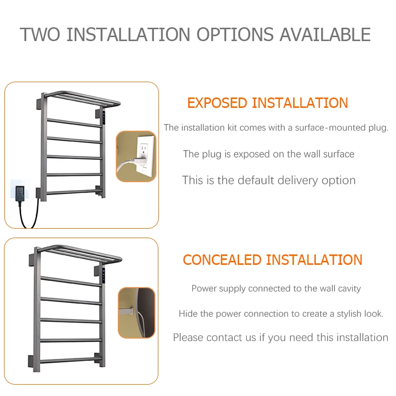 OXG электрические полотенцесушители с подогревом вешалка для полотенец встроенный таймер умный Wi-Fi/без Wi-Fi настенный настенный полотенцесушитель для полотенец