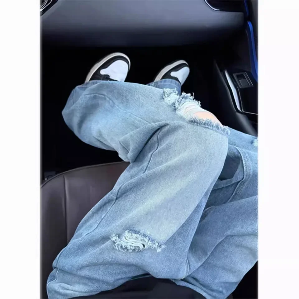 Ground And Ripped Retro Jeans Hiphop Pants Men's Niche Casual Pants Trendy Brand