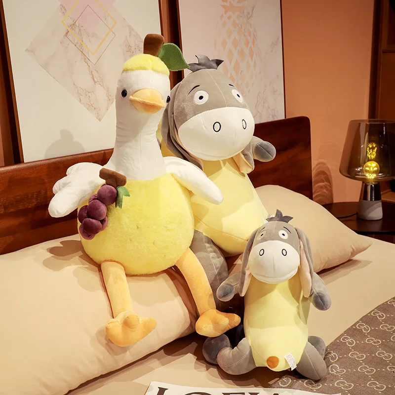 1pc 50-140cm Banana Green Pear Grape Duck Plush Creative Doll Lovely SleepingLeg Pillow For Friends And Classmates Gift