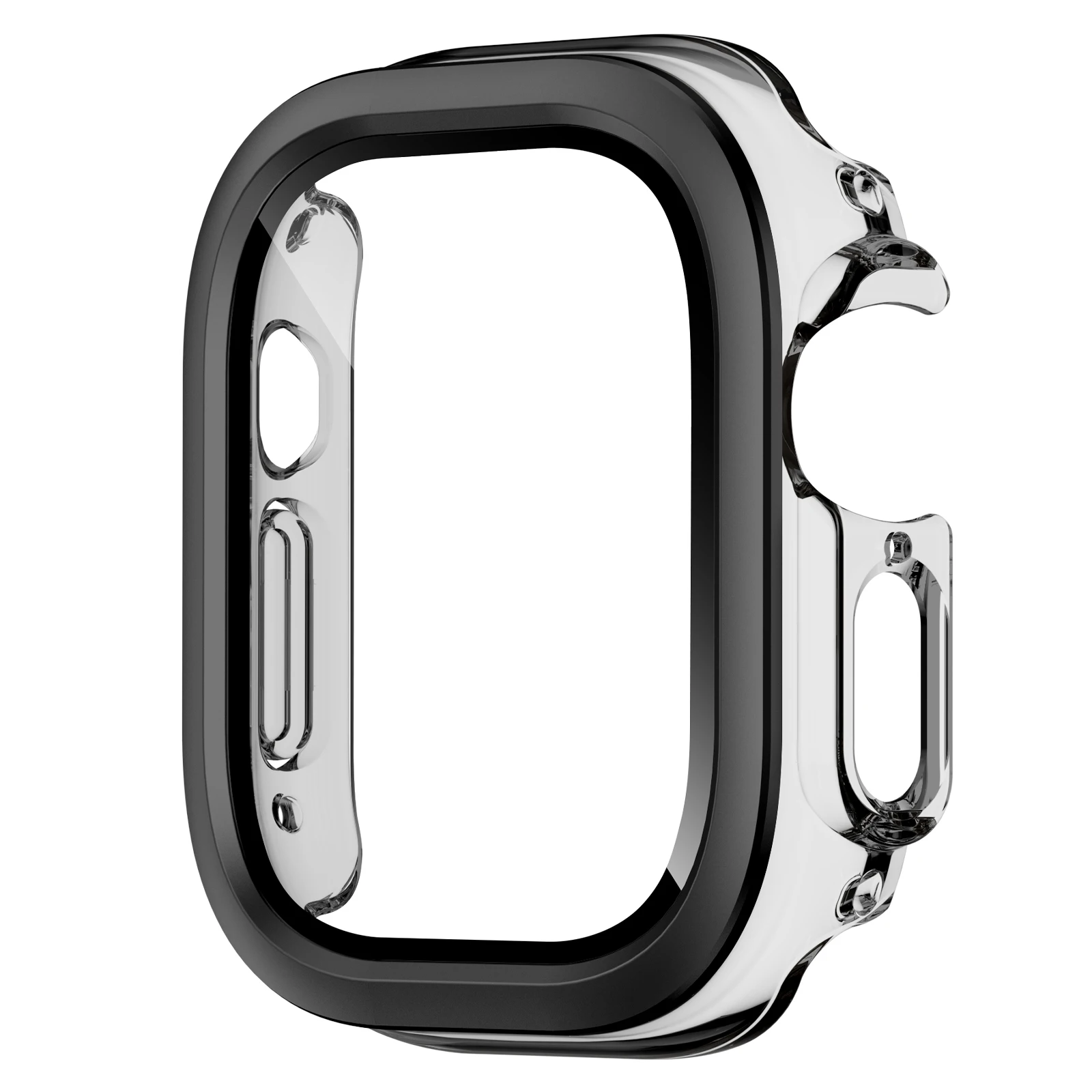 For Apple Watch Ultra 3 / Ultra 2 / Ultra 49mm Hard PC IML Watch Case with Tempered Glass Screen Film - Transparent Black