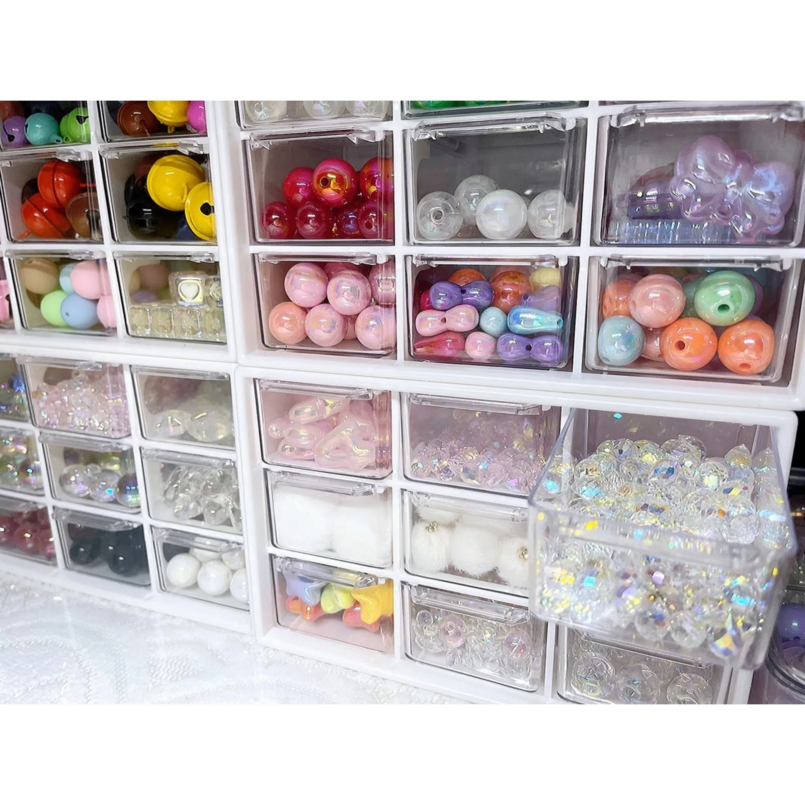 Nine-grid Plastic multi-lattice Drawer Jewelry scrunchie headwear Storage Box Accessories Bracelet Earrings Ring organizing box