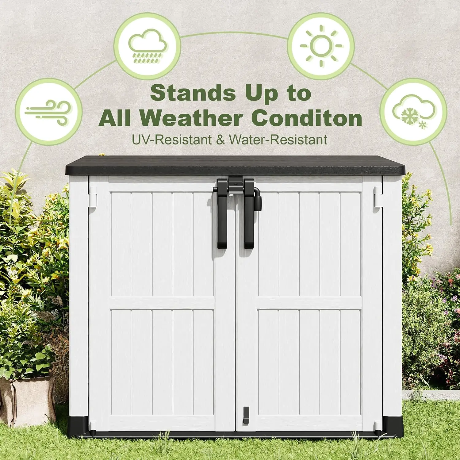Outdoor Storage Shed Waterproof Cabinet Lock Door Backyard Patio Garage Tools 36 Cu Ft, Customized