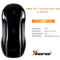 In Stock Xhorse XSSC01EN XM38 TOY.T Universal Smart Key Supercar Style Glossy Black Color 3 Buttons
