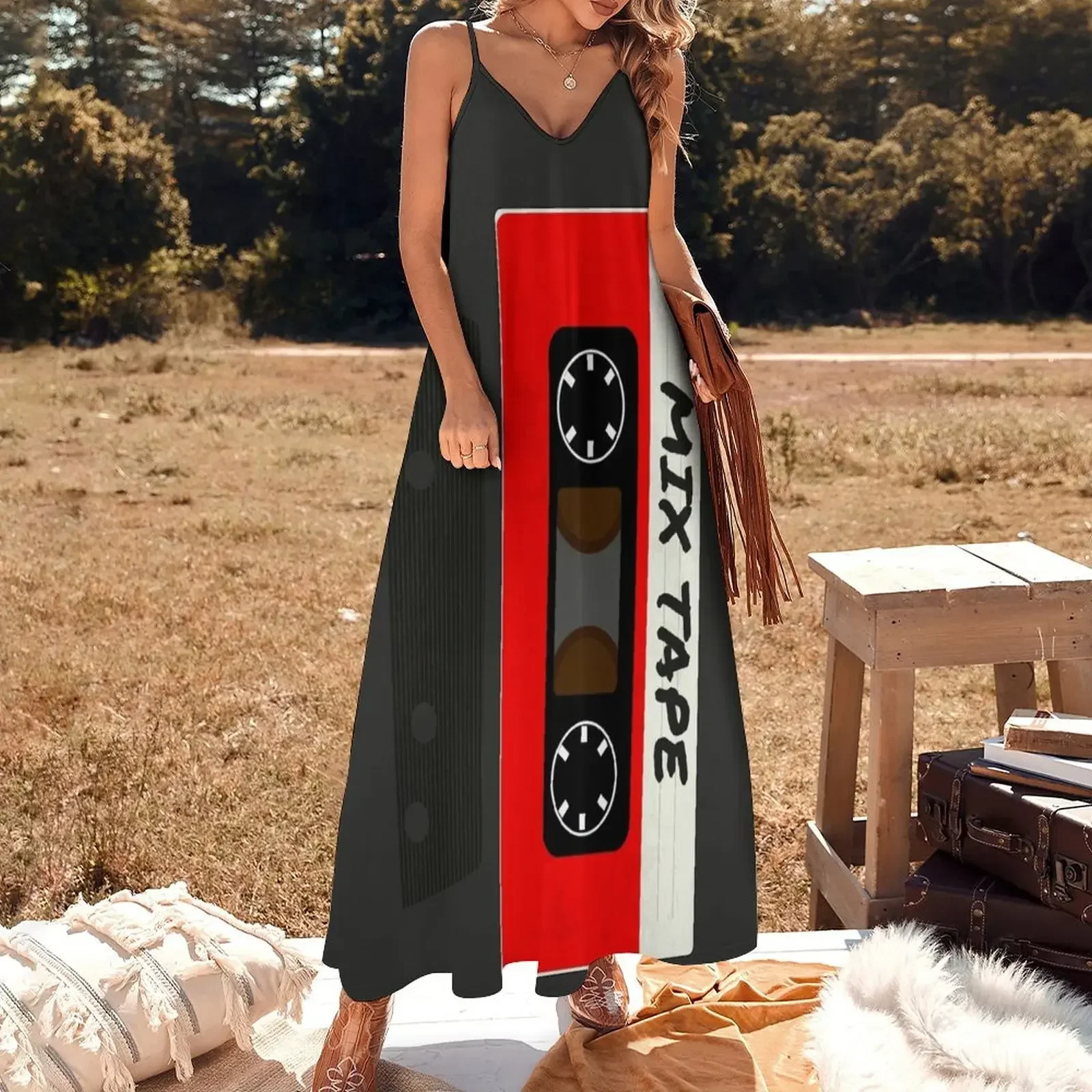 Red Mix Tape Sleeveless Dress summer women's suit elegant dresses plus sizes summer outfits for women 2024 Dress