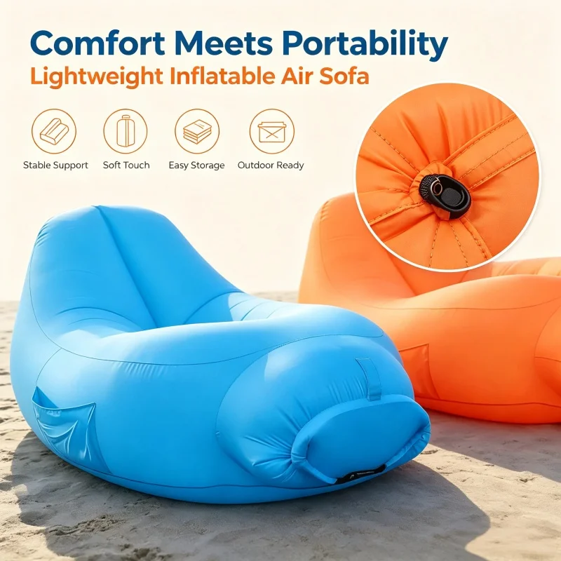 New Explosion-Proof Inflatable Sofa Lounge Chair, Lightweight Luxury Portable Lazy Inflatable Bed - Waterproof, Beach, Camping image 5