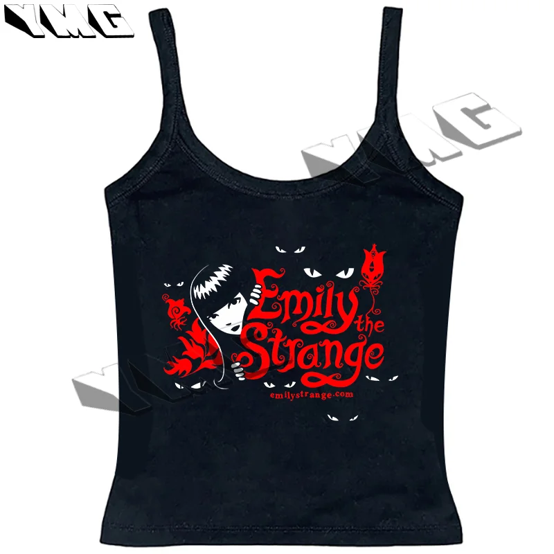 

Y2k Emily The Strange Cat Individuality Vintage 90s Tank Top Streetwear Harajuku Gothic Graph cute Streetwear Emo girl Tank Top