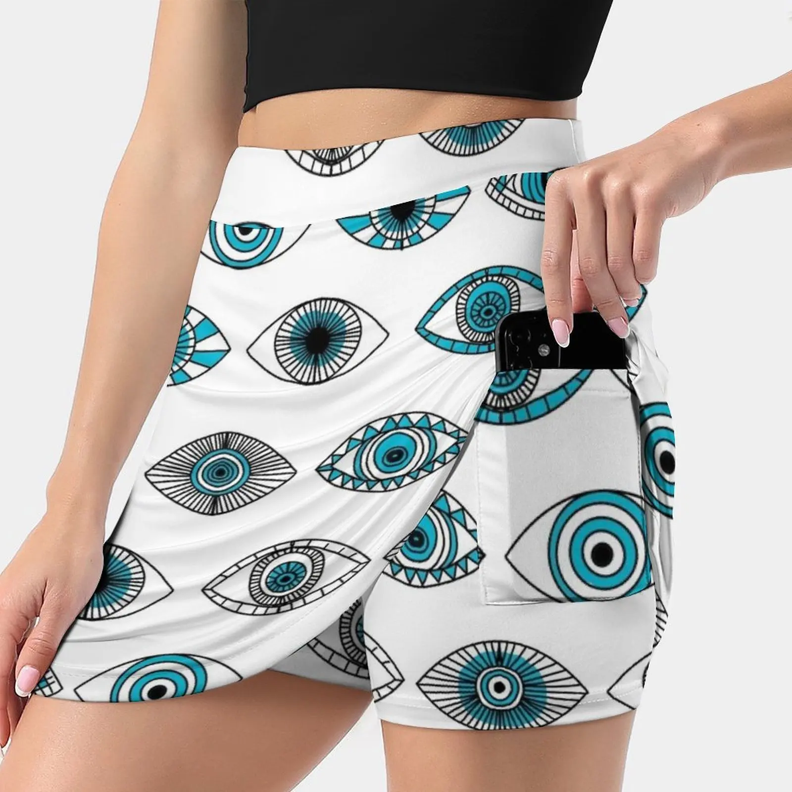 Evil Eyes-Eye , Eyes Print , Eye Pattern , Evil Eye , Women's skirt Mini Skirts A Line Skirt With Hide Pocket Evil Eyes Eye