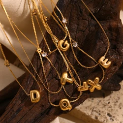 E.B.belle Popular Mini bubble 26 Letter Pendant Thin S Chain Zircon Clavicle  Necklaces for women stainless steel jewelry woman