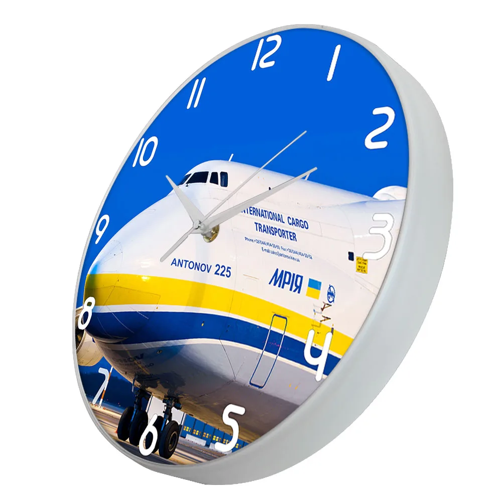 World Largest Plane Antonov An-225 Mriya Wall Clock Ukraine Strategic Airlift Cargo Aircraft Modern Design Silent Printed Clock