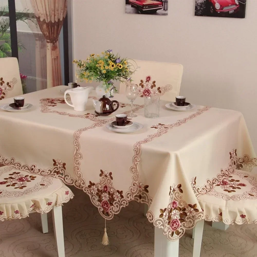 

2025 European Pastoral Embroidered Square Tablecloth,Coffee Table Cloth for Home Garden Wedding Party Decoration,60x120cm News