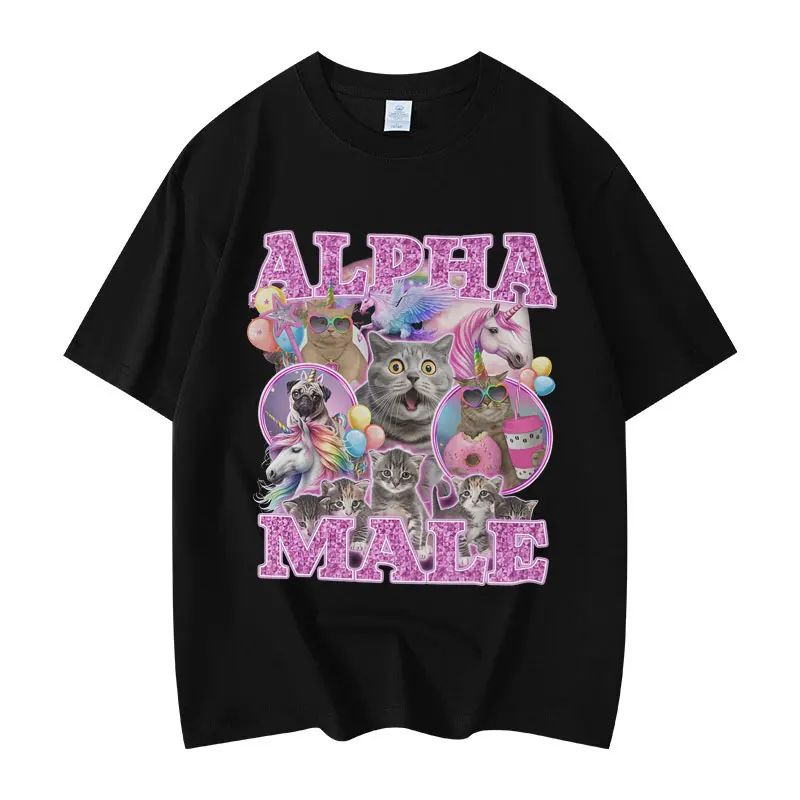 

Alpha Male Funny Rainbow Cat Meme Graphic T Shirts Harajuku Y2k Short Sleeve T-shirts Men Women Clothing Casual Cotton T-shirt