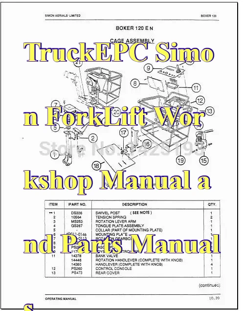 

По руководство и руководство по запчастям TruckEPC Simon ForkLift Workshop