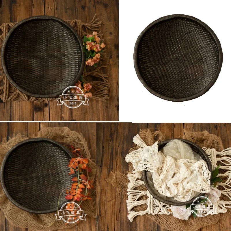 

Baby Photography Props Handmade Rattan Woven Baskets Photography Shooting Accessories Posing Container For Studio