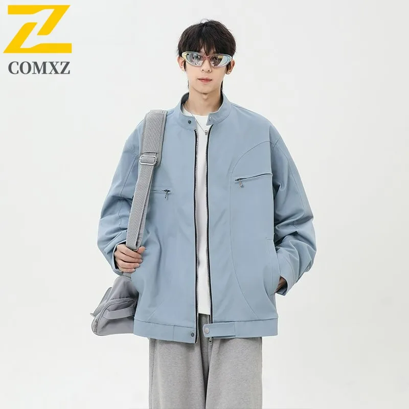 

COMXZ Мужская рабочая одежда Куртка Весенний воротник-стойка Американский легкий ветрозащитный дорожный байкерский пальто Дышащая уличная верхняя одежда