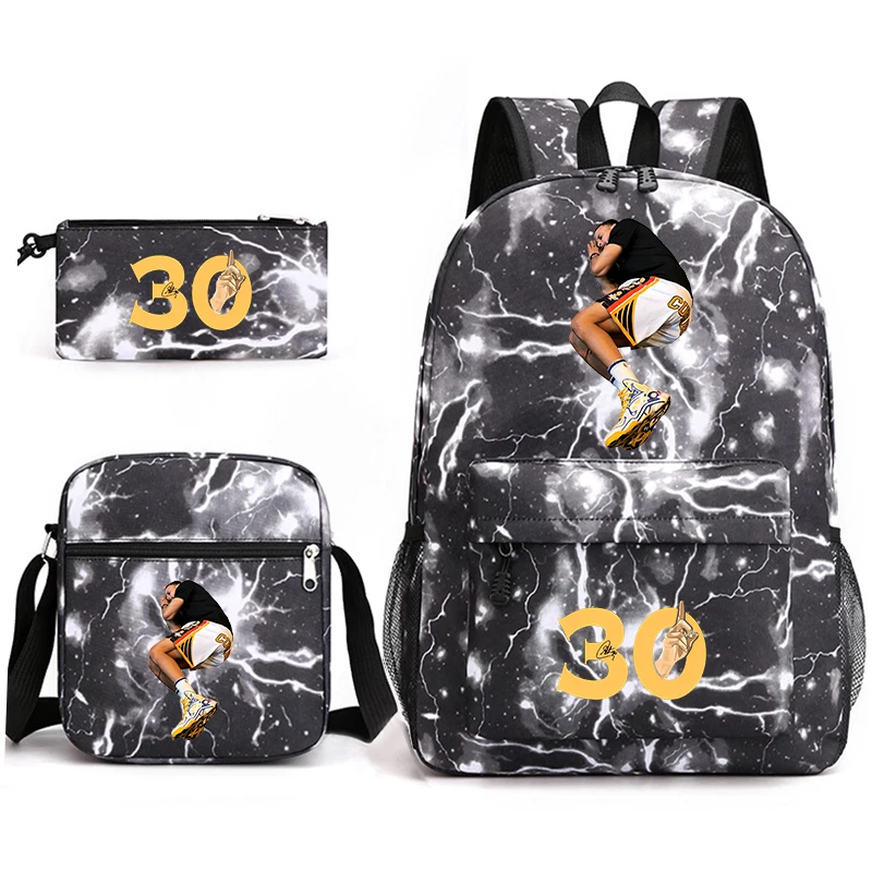 Mochila escolar estampada para estudiantes, Juego de 3 piezas, mochila informal, estuche para lápices, bolso de hombro, adecuado para niños y niñas