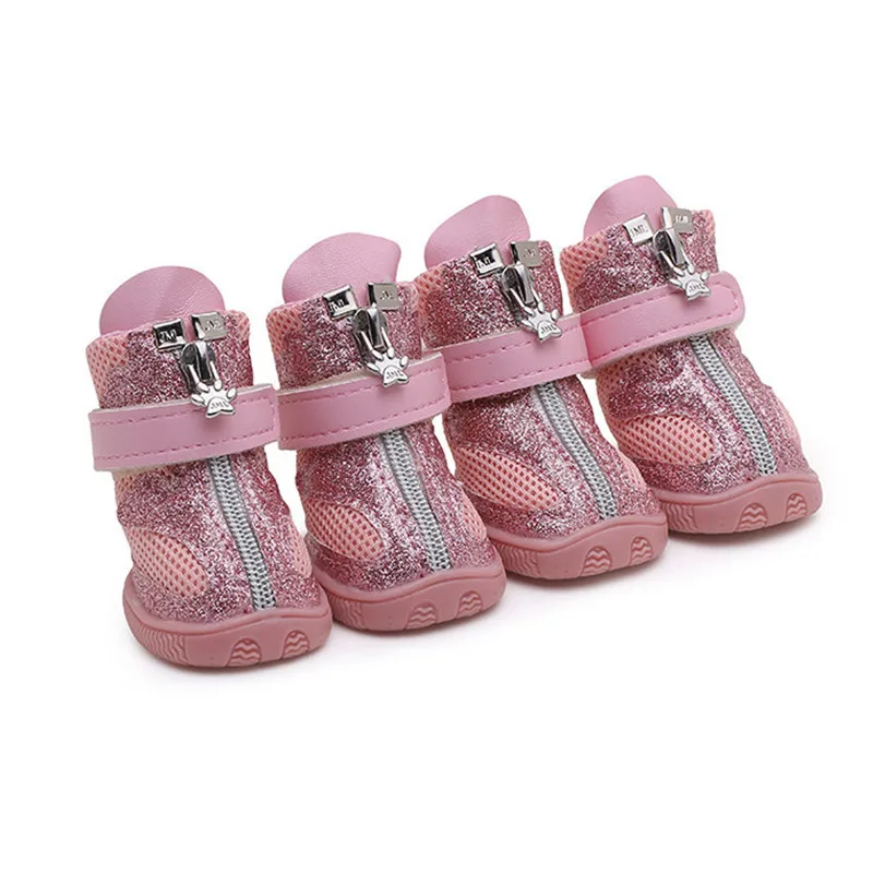 Bling Spring Summer Pet Dog Shoes Breathable Mesh Dog Boots Anti-slip Small Dog Shoes Puppy Sandals