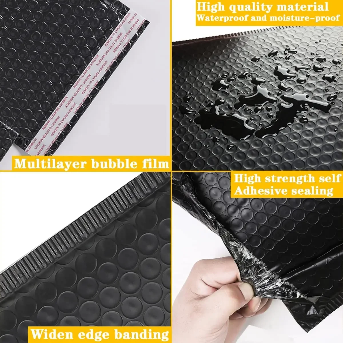 50 Pcs Black Bubble Mailer Bubble Padded Mailing Envelopes Mailer Poly for Packaging Self Seal Shipping Bag Bubble Padding