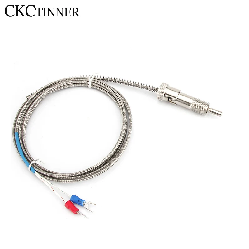 M12 K E Type Buckle Shielded Wire Thermocouple Temperature Sensor For Temperature Controller 1/2/3/4/5M 0-600℃ Removable Thread