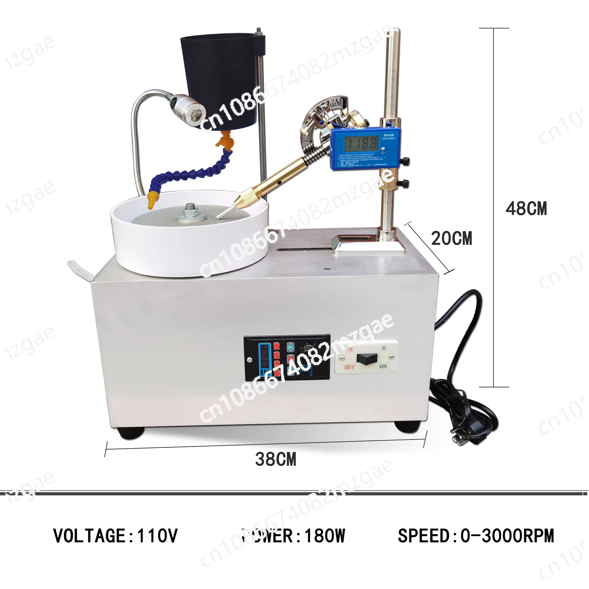 Jewelry Lapidary Faceting Machine, Gemstone Grinding Machine, Polishing Equipment, Angle Digital Displat