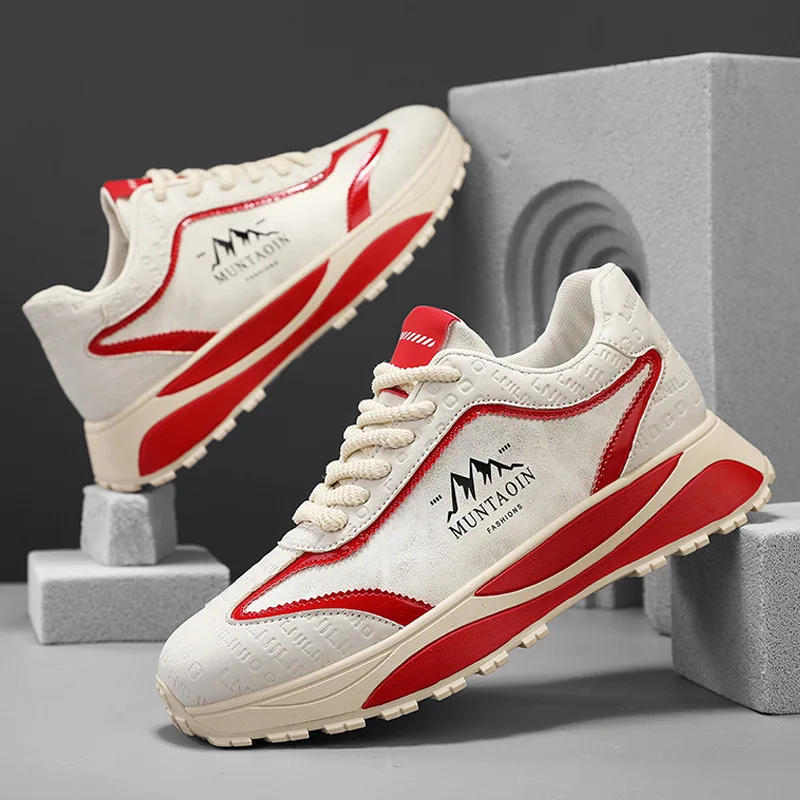 

Новая весенняя обувь для мужчин, кроссовки, кожаная повседневная спортивная обувь, уличная трендовая спортивная обувь на плоской подошве