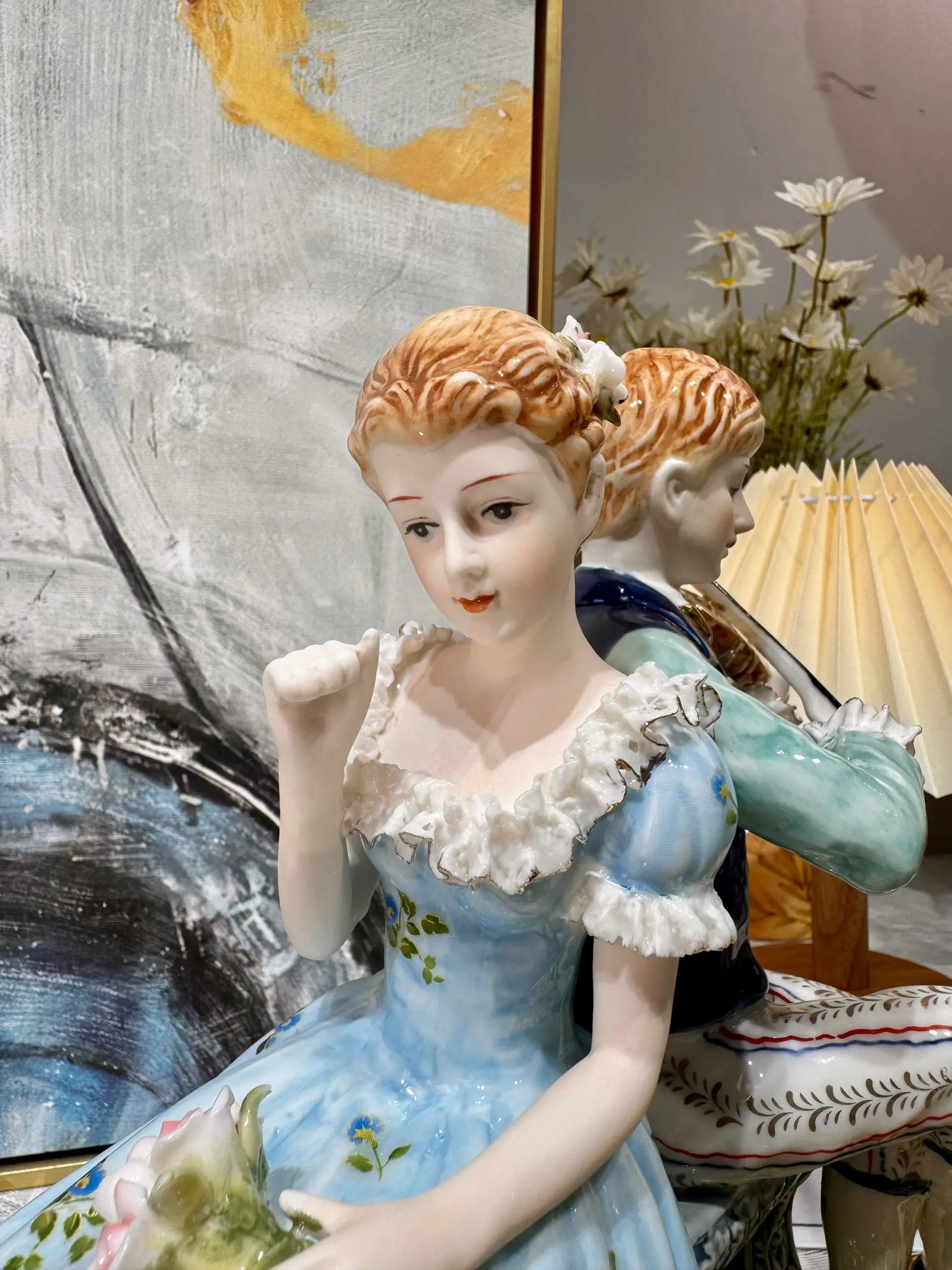 European home creative ceramic figure ornaments lace porcelain puppet jewelry decoration creative modern pure handmade exquisite