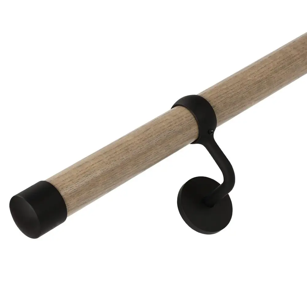 

6.6FT Wood Hand Railings with Metal Brackets for Indoor Stairs, 1.6 Round Railing for Home Corridor & Kindergarten Guardrails