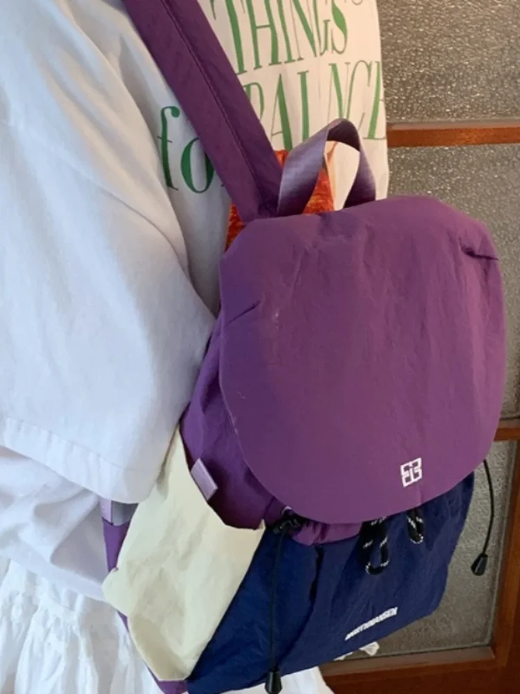 Outdoor Casual Streetwear Simple Patchwork Backpack Contrast Color School Bags Women All Match Y2k Aesthetic Students Travel Bag
