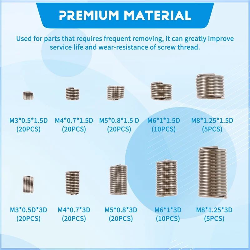 AY03-150Pcs موضوع إصلاح إدراج M3 M4 M5 M6 M8 الفولاذ المقاوم للصدأ Heli لفائف الموضوع إصلاح إدراج سلك الموضوع إدراج تشكيلة