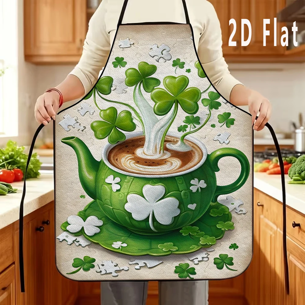 

1pc 2D Flat St. Patrick's Day Printed Apron, 60x80cm, Kitchen/Restaurant Apron, BBQ Apron, Durable and Easy to Clean