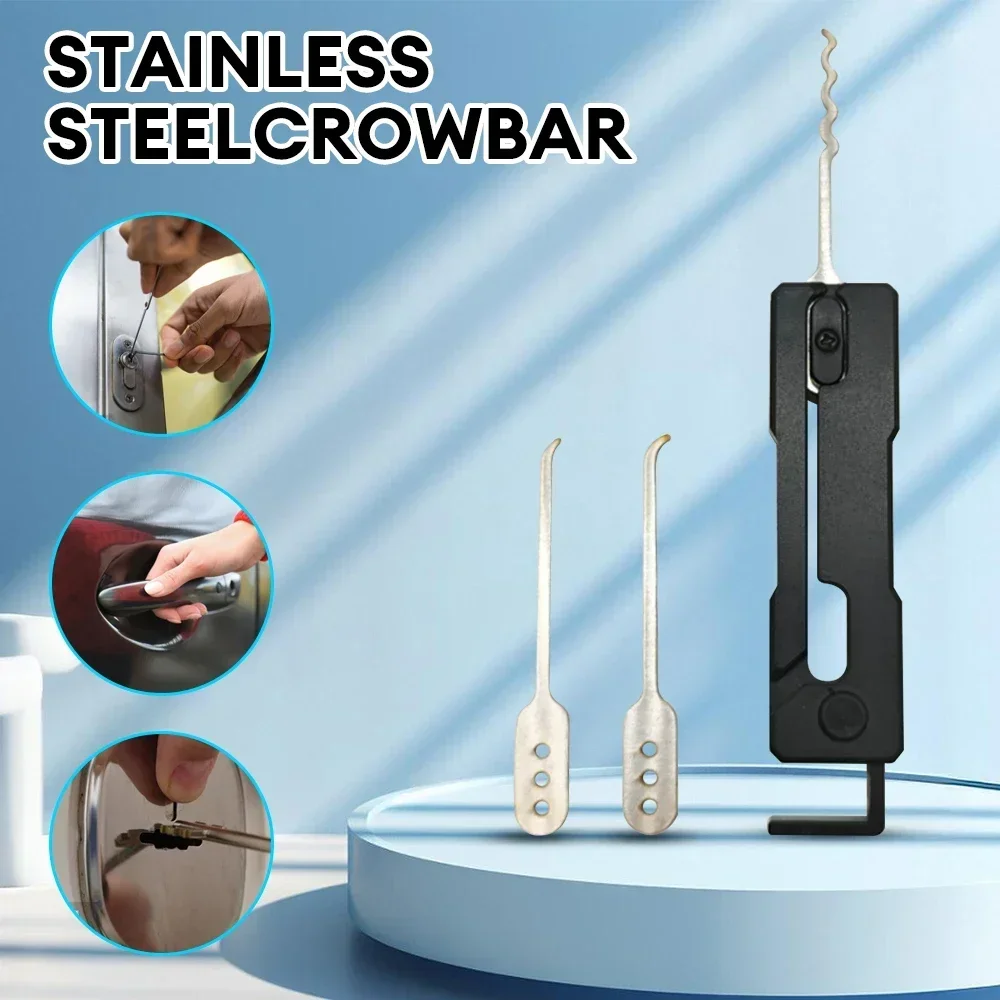 Multi Functional Stainless Steel Crowbar Quick Flip Grav Pick Stainless Steel Durable Door Open Keys Hands-on Rake Lock Pick Set