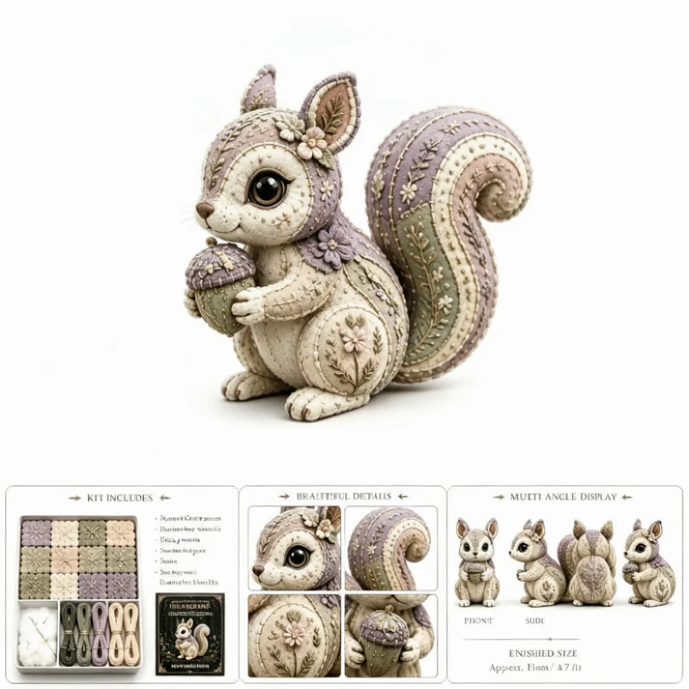 Floral Fabrics Animal Patchwork Set Creative Design Hanging Kit Handmade Decor Kit Material Pack Home Decoration