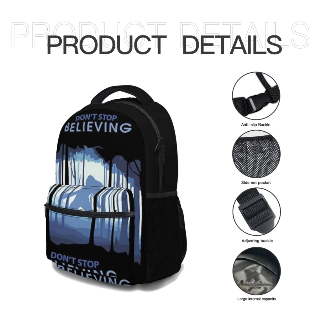 I Believe in Bigfoot Schoolbag For boys Large Capacity Student Backpack Cartoon High School Student Backpack 17inch